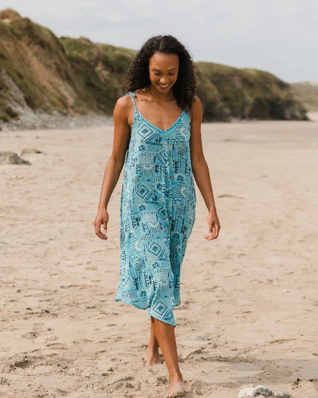 Minimalism Copetín Jumpsuit - Vintage Patchwork Blue Pool