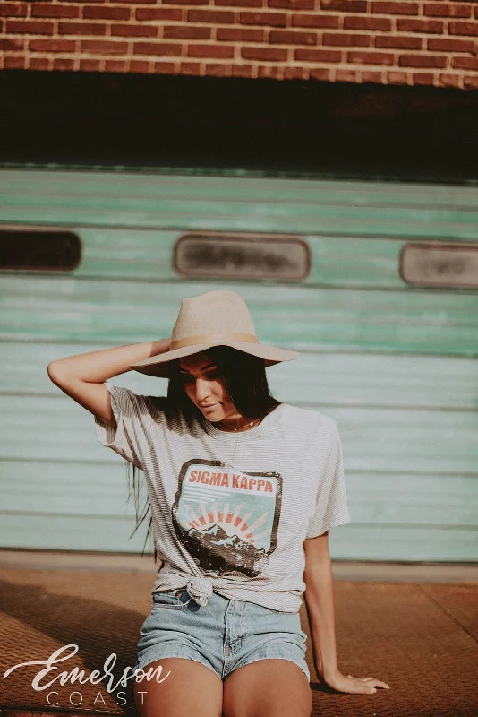 Elegant And Noble Sigma Kappa Outdoorsy Striped Tee