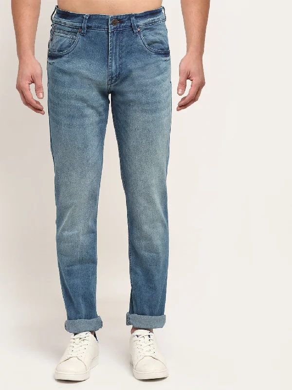 Elegant Wear Men's Ultra Narrow fit Heavy Fade Carbon Blue  Jeans