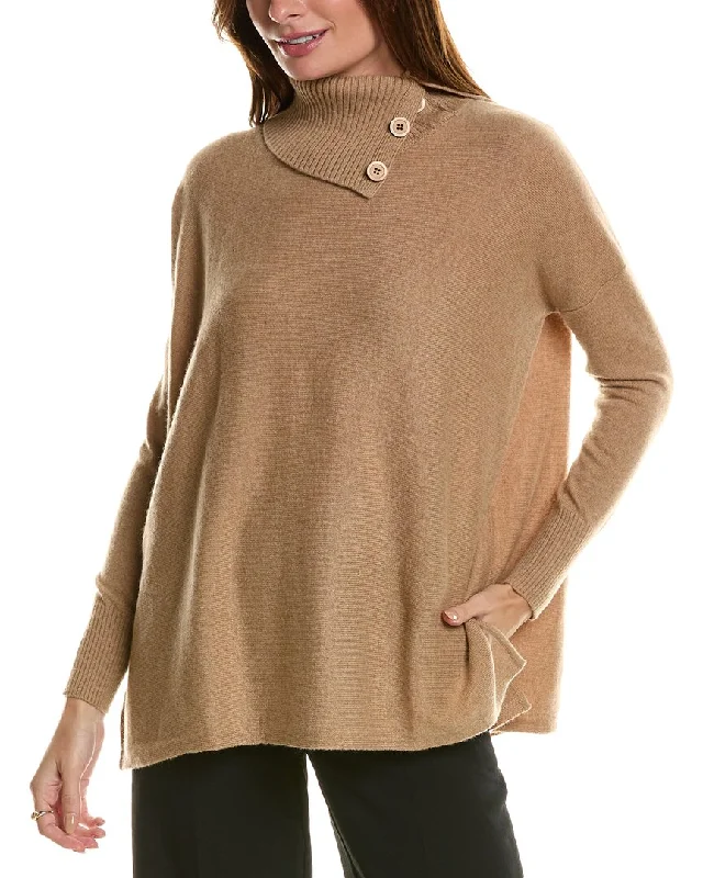 Comfortable Jackets Forte Cashmere Button Neck Oversized Cashmere Pullover