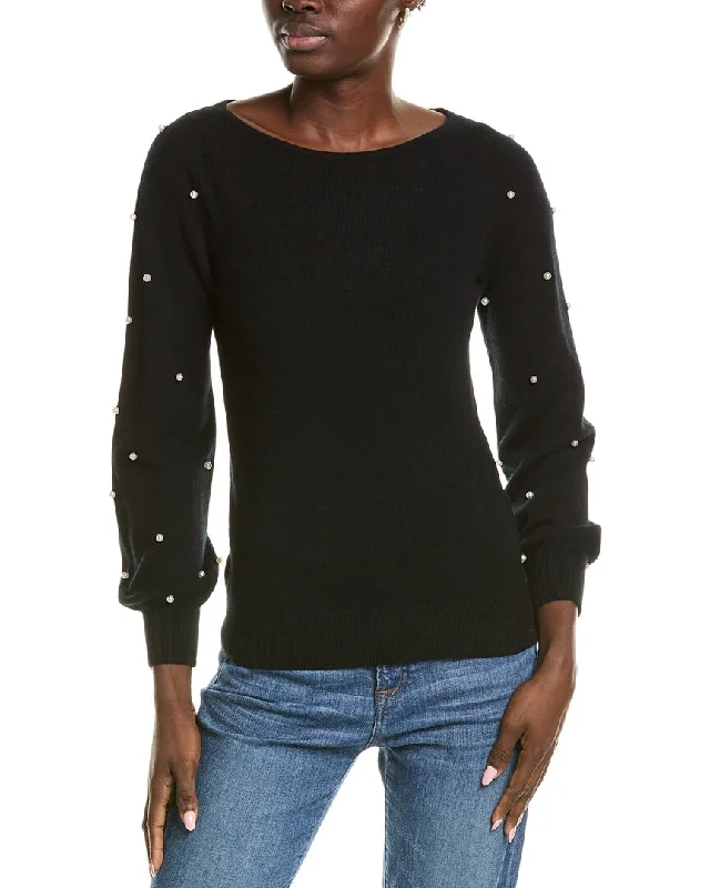 Easy Chic sofiacashmere Embellished Cashmere Sweater