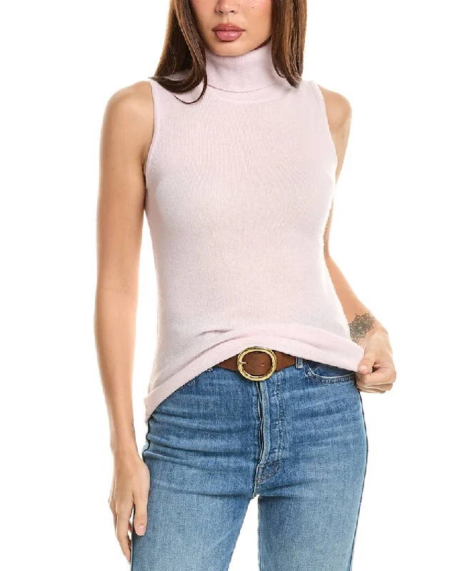 Effortless Style Forte Cashmere Sleeveless Turtleneck Cashmere Sweater
