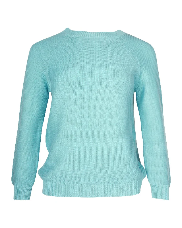 Versatile Comfort Wear Weekend by Max Mara Crewneck Knit Sweater in Blue Cotton