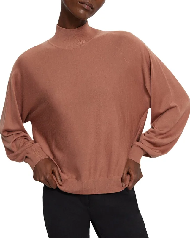 Relaxed Tops Theory Blouson Wool-Blend Turtleneck Sweater