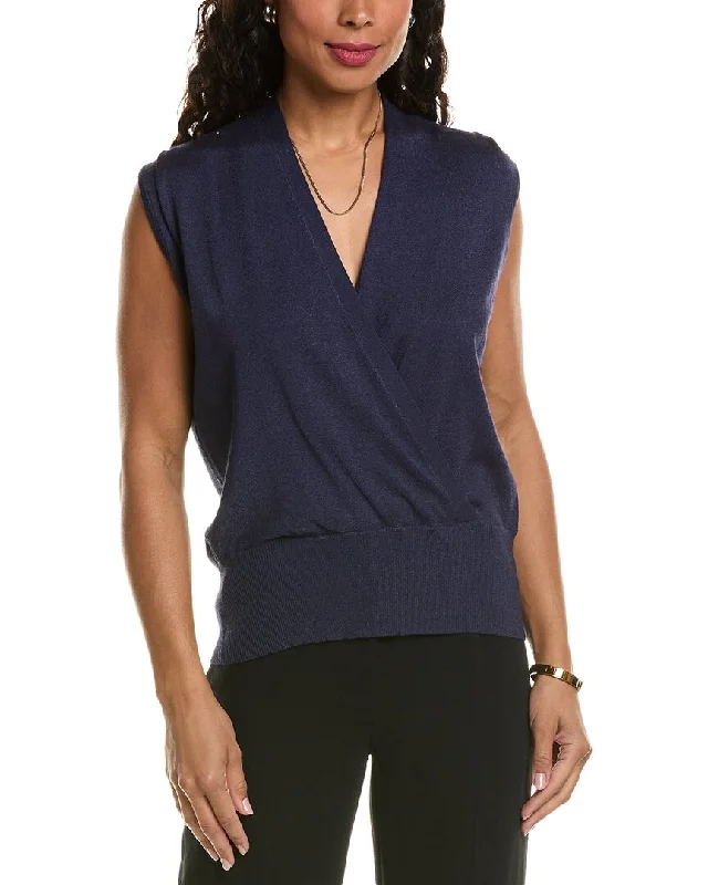 Slightly Flared Design Elie Tahari Faux Wrap Sweater
