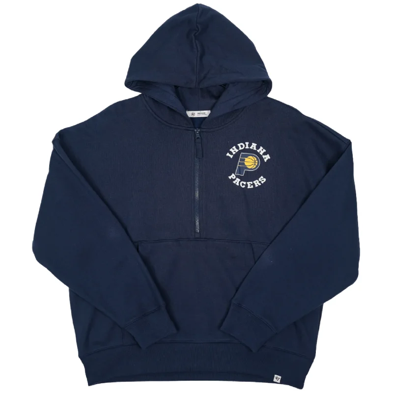 Personalized Design Women's Indiana Pacers 1/4 Zip Pippa Hooded Sweatshirt in Navy by '47