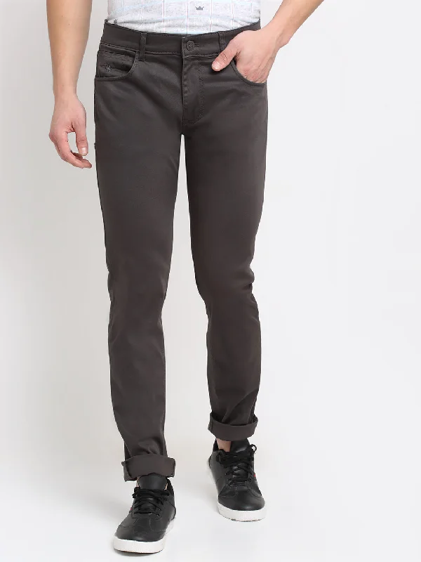 Comfortable Jeans Men's Casual Flat front Military Green  Trousers