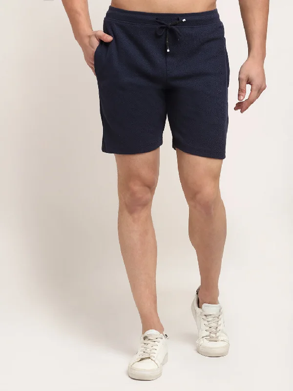 Classic Color Navy Blue Men Shorts