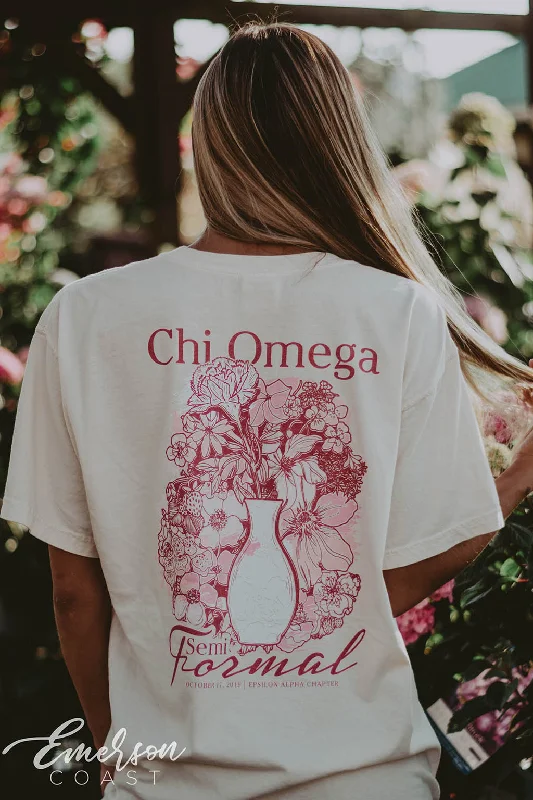 Denim Design Chi Omega Floral Semi Formal T-shirt