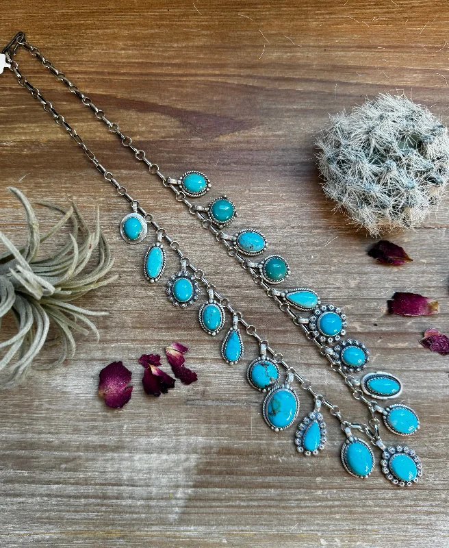 Simple Style Multi Kingman turquoise charms necklace