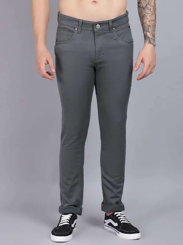 Men's Casual Flat front Grey  Trousers