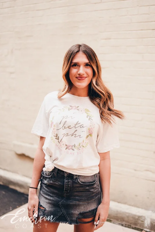 College Style Pi Beta Phi Floral Mom's Day Tee
