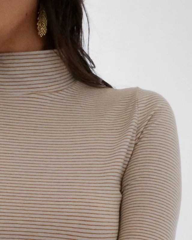 Soft Comfort EILEEN stripe dress in Sand/Gold