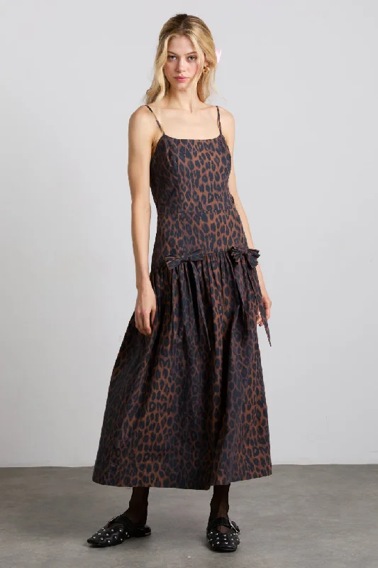 persephone midi dress - dark leopard