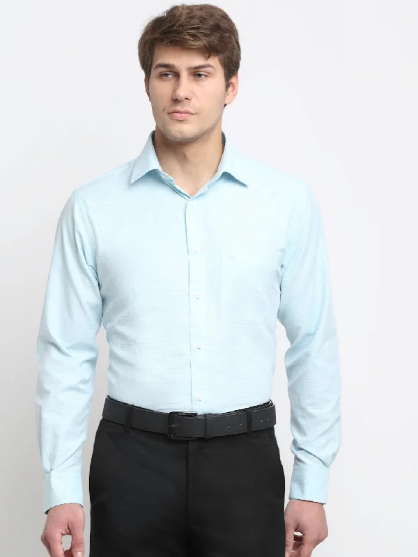 Cozy Outfit Men's Light Blue Formal Self Textured Full Sleeve Shirt