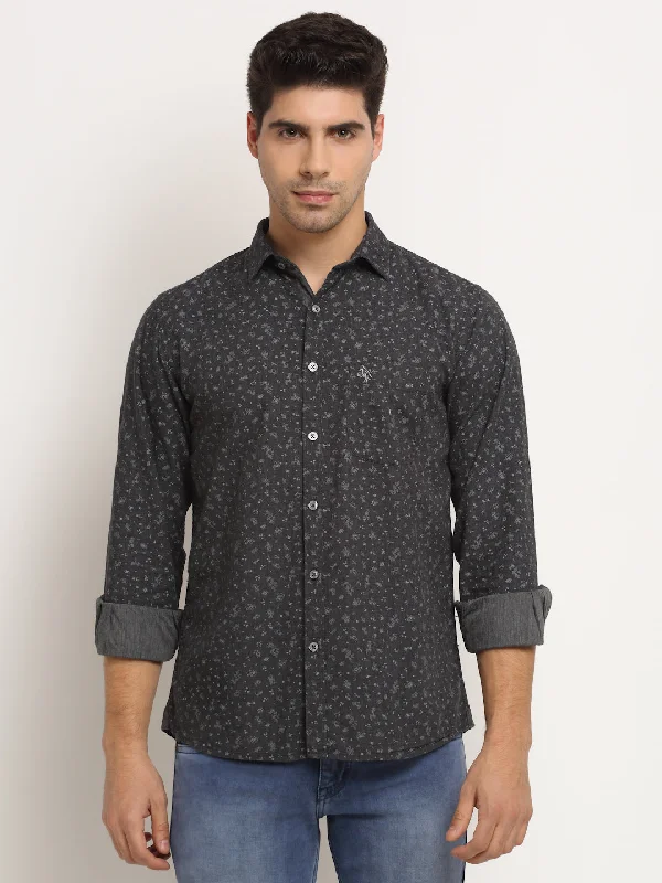 Fashionable In The Times Men Cotton Printed Grey Full Sleeve Casual Shirt for Men with Pocket Fashionable In The Times Men Cotton Printed Grey Full Sleeve Casual Shirt for Men with Pocket