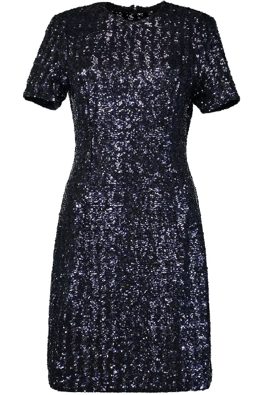 Fashionable In The Times Embellished Short Sleeve Crewneck Dress