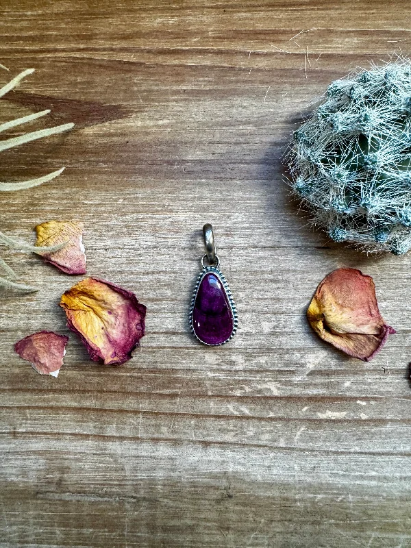 Elegant Comfort Teardrop Pendant - Purple Spiny & Sterling Silver option 2