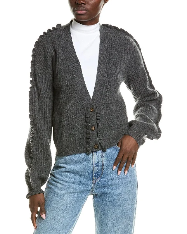 Fashion Innovation QUINN Ruffle Trim Cashmere Cardigan