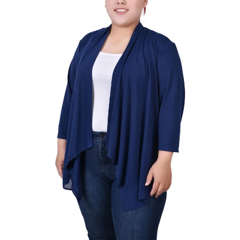 Everyday Outfits Plus Womens Open Front 3/4 Sleeve Cardigan Sweater