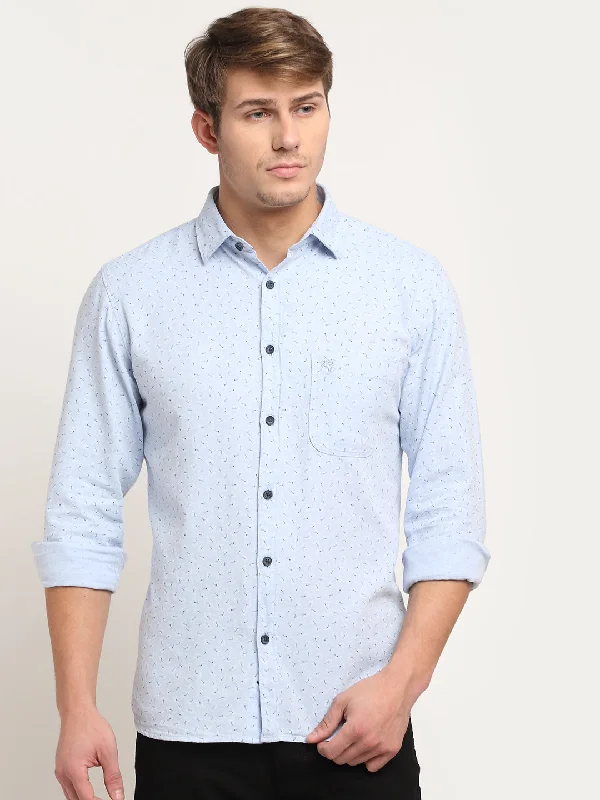 Fashion Must-have Men Cotton Printed Sky Blue Full Sleeve Casual Shirt for Men with Pocket Fashion Must-have Men Cotton Printed Sky Blue Full Sleeve Casual Shirt for Men with Pocket