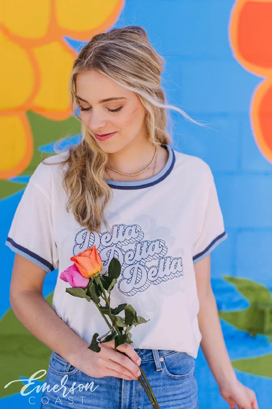 Lazy Home Delta Delta Delta Retro PR Ringer Tshirt