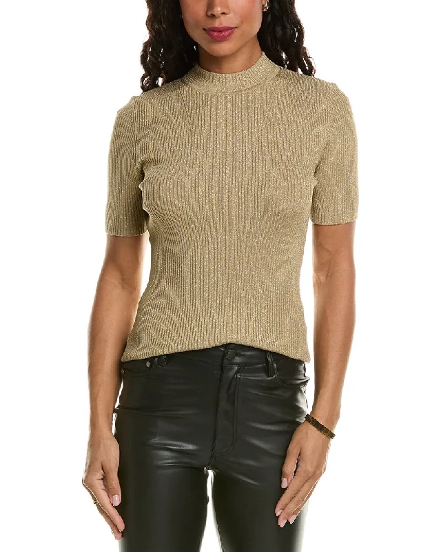 Minimal Style Elie Tahari Metallic Mock Sweater