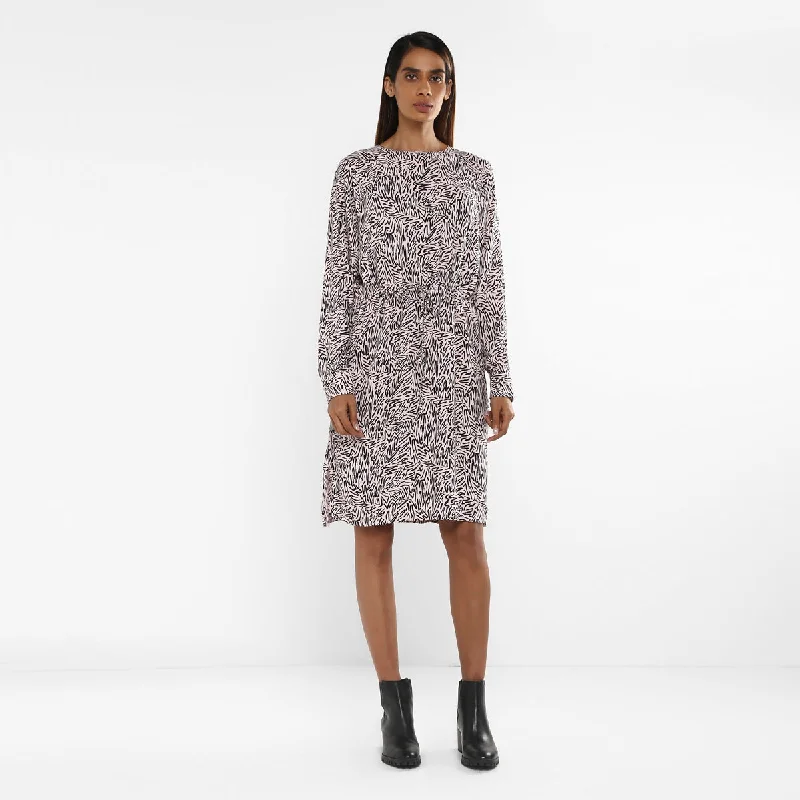 Multifunctional Style Women's Abstract Print Round Neck Dress