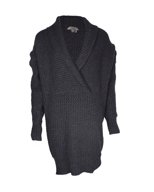Cozy Fashion Trends Stella McCartney Knitted Chunky Cardigan in Dark Grey Wool