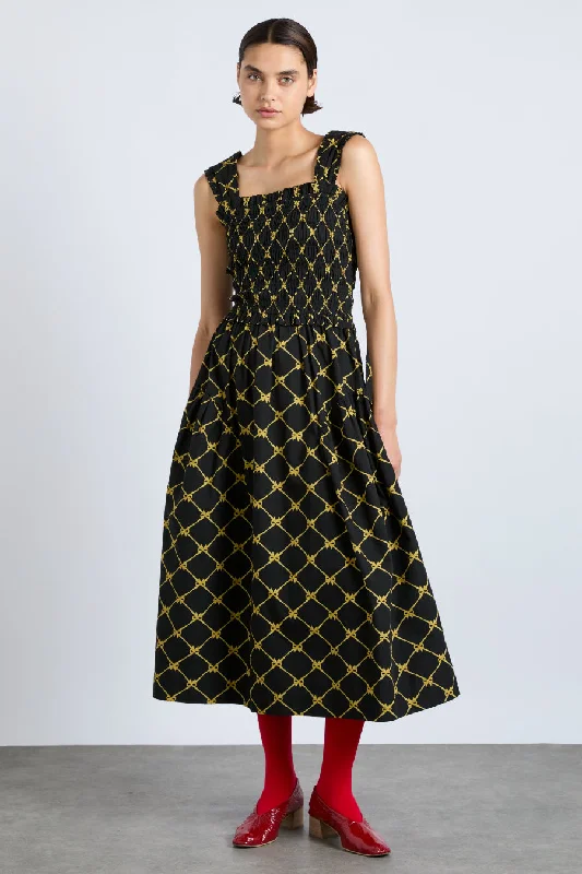 tish midi dress - black bow print