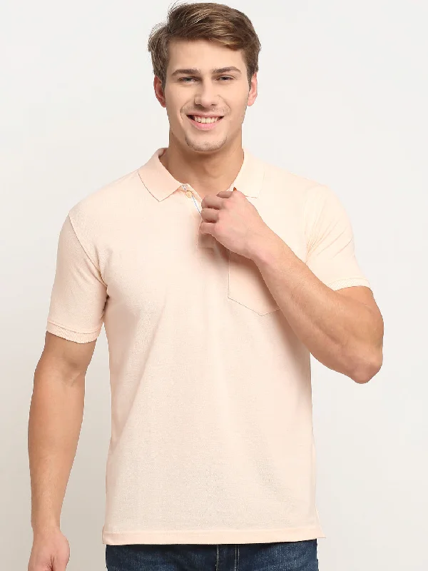 Spiritual Vitality Men's Peach  Polo neck Half Sleeve T-Shirt