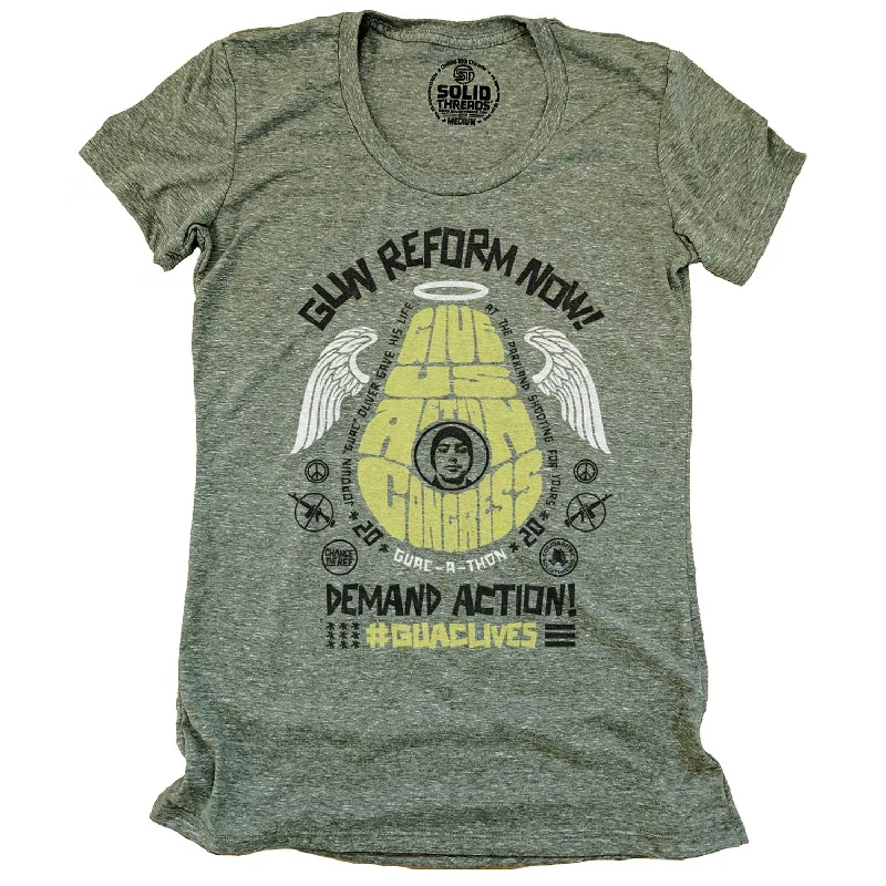 Multifunctional Style Women's Guac-A-Thon 2020 Give Us Action Congress Triblend Olive T-shirt | Supports Gun Reform