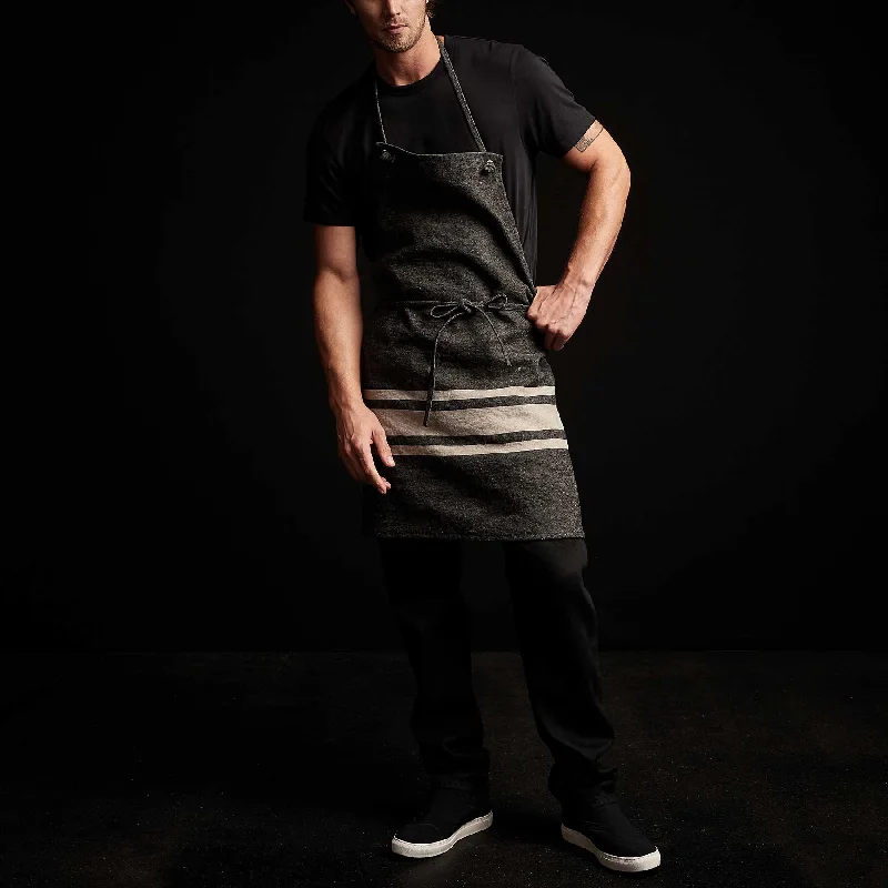 Trendy Traveler Three Stripe Chef's Apron - Black/ Natural