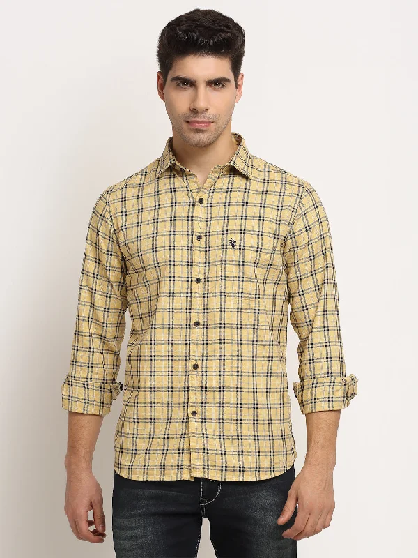 Noble And Elegant Men Cotton Checkered Yellow Full Sleeve Casual Shirt for Men with Pocket Noble And Elegant Men Cotton Checkered Yellow Full Sleeve Casual Shirt for Men with Pocket