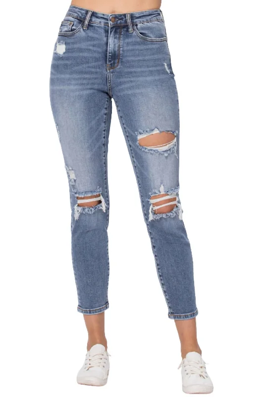 Personalized Series Destroyed Slim Fit Jean In Light Blue