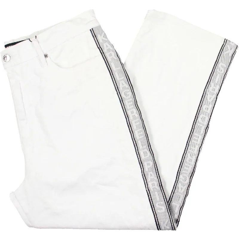 Bottom And Versatile Womens Logo Denim Straight Leg Jeans