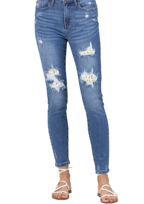 Practical Style Lemon Patch High Waist Skinny Jean In Medium Blue