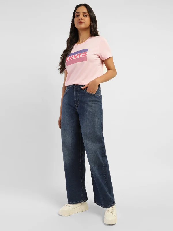 Tropical Style Women's High Rise Wide Leg Jeans