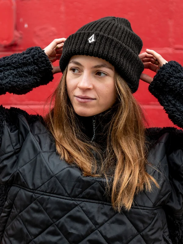 End Of The Year Womens Voluxe Beanie - Black