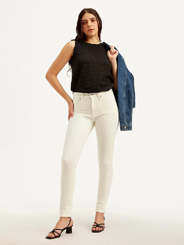 Sports Fashion Women's High Rise 721 Skinny Off-White Jeans