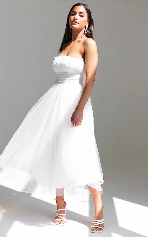 Simple Matching Fiona Tulle Midi Dress - White