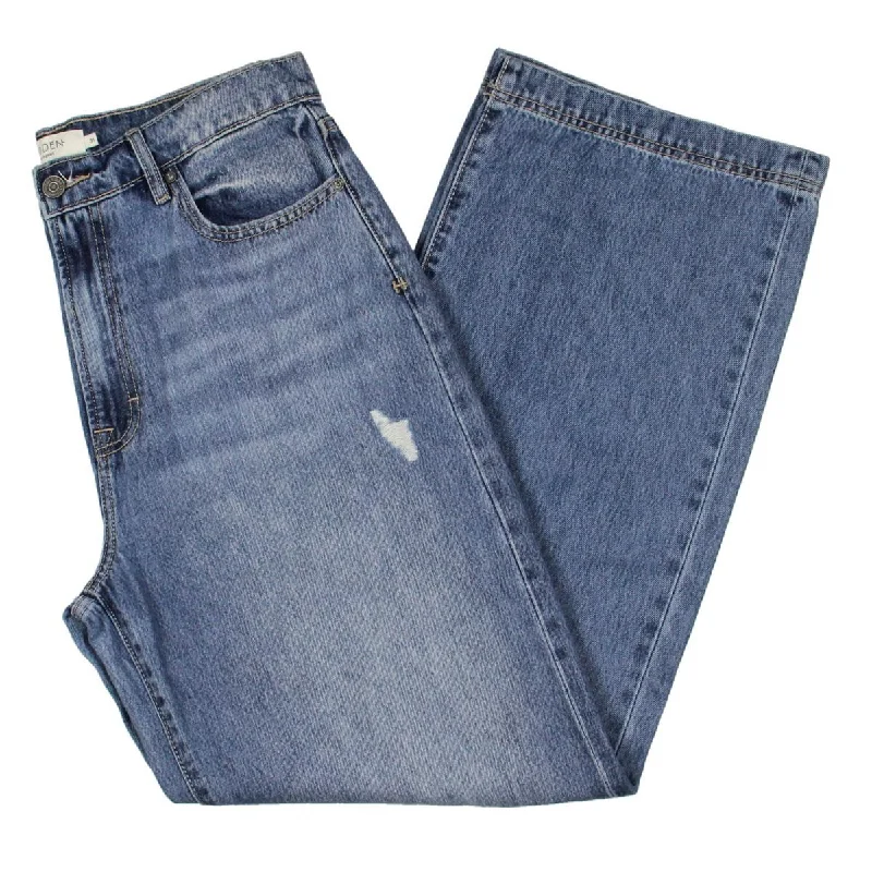 Versatile Items Logan Womens Destroyed Cotton Wide Leg Jeans