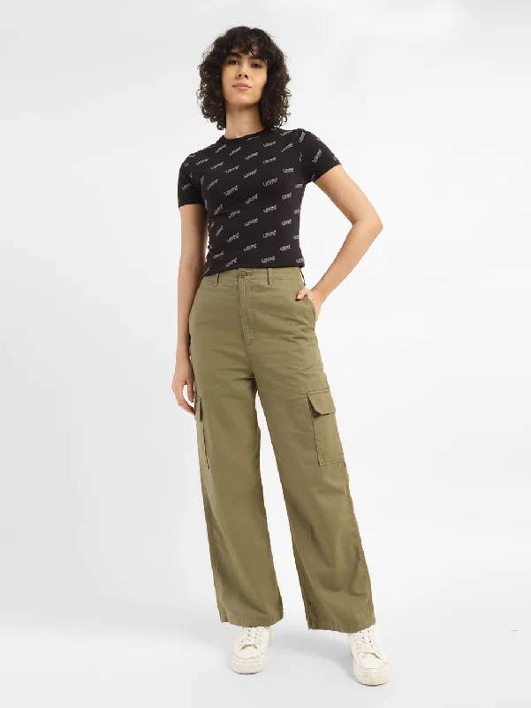 Personalized Design Women's High Rise Olive Loose Fit Cargo