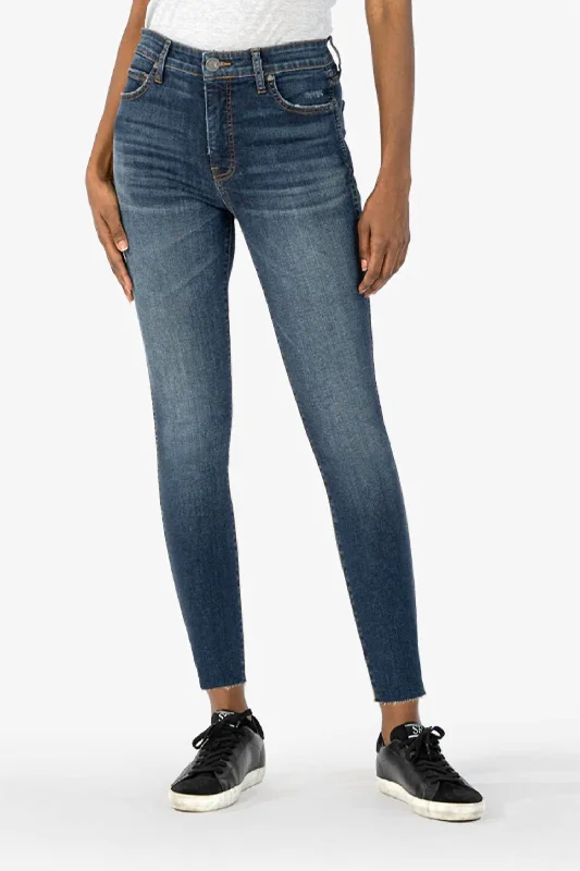 Feminine Charm Connie High Rise Fab Ab Ankle Skinny Jean In Reprieve Tingle Wash