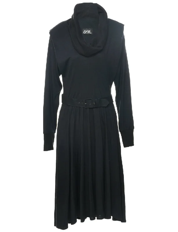 Versatile Style Black Jumper Dress - M
