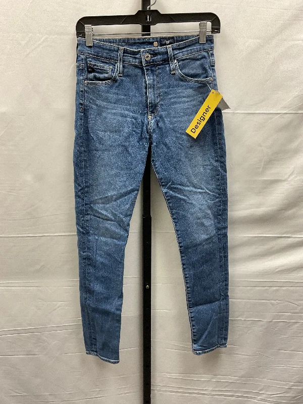 Exquisite Embroidery Blue Denim Jeans Designer Adriano Goldschmied, Size 2