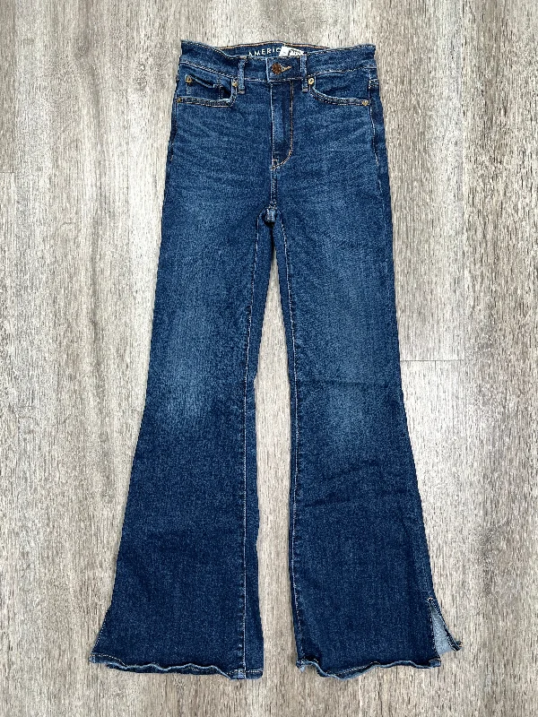 Playful Style Blue Denim Jeans Flared American Eagle, Size 0