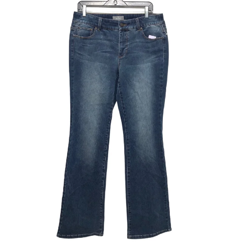 Cozy Layers Blue Denim Jeans Flared Chicos, Size M
