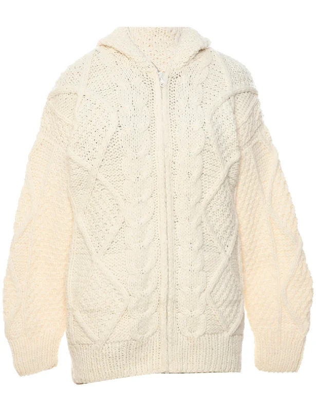 Basic Version Cable Knit Cardigan - L