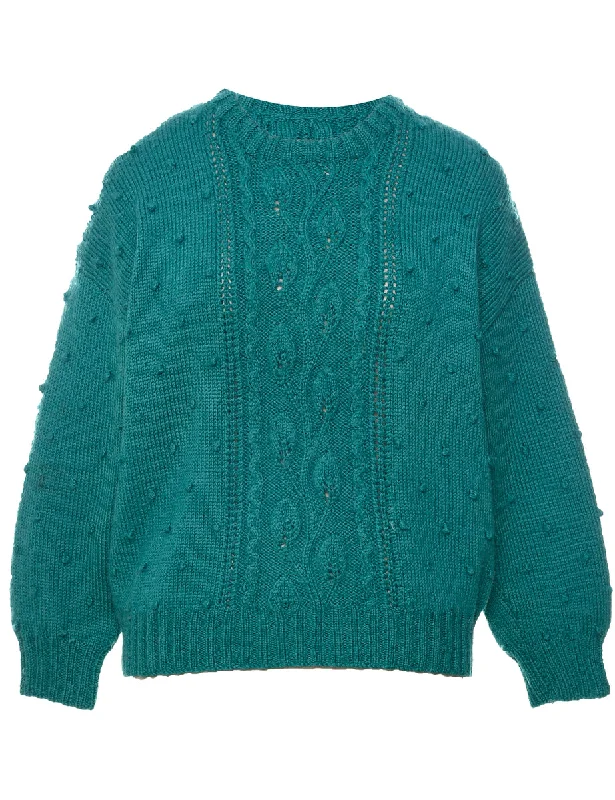 Stretch Design Cable Knit Jumper - L